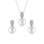 Souprava šperků s perlami a brilianty v bílém zlatě KLENOTA