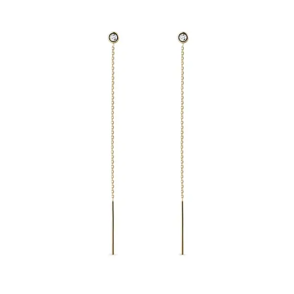 Visací náušnice bezel ze žlutého zlata KLENOTA