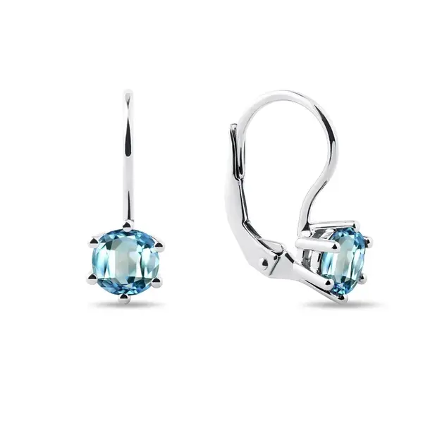 Náušnice z bieleho 14 kt zlata s guľatými topásmi KLENOTA