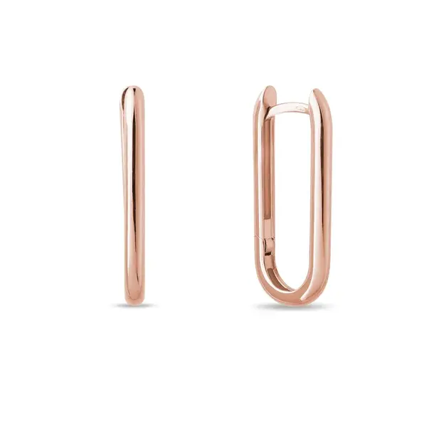 Minimalistické oválne náušnice z ružového 14k zlata KLENOTA