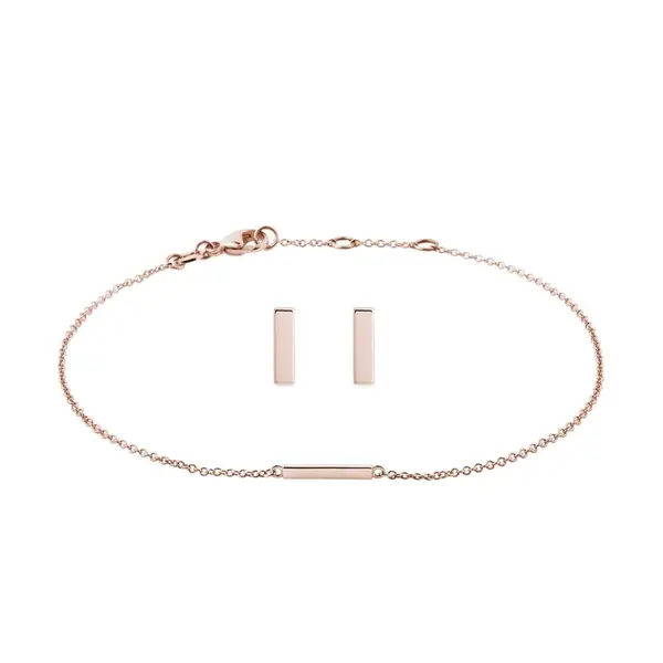 Súprava náramku a náušníc z ružového 14k zlata KLENOTA