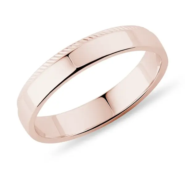 Pánska obrúčka s úpravou milgrif v ružovom 14k zlate KLENOTA