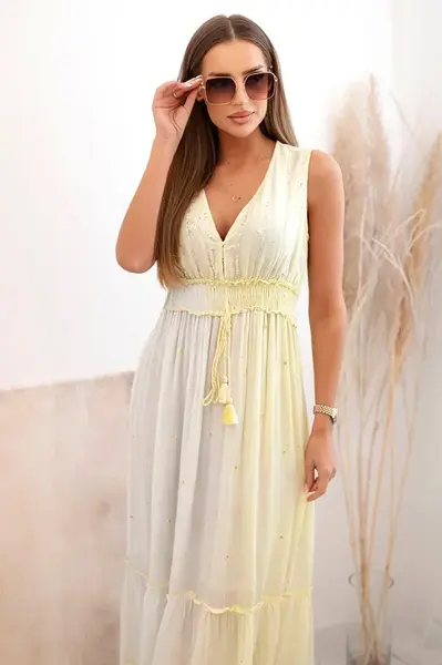 Kesi Włoski Dámské viskózové šaty s flitry kiwi