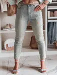 Spodnie damskie jeansowe skinny w kwiatki PERLAON niebieskie Dstreet
