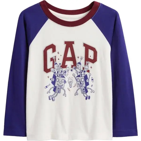 GAP V-FRCH LS LOGO RAGLAN T Dětské tričko, bílá, velikost 4Y