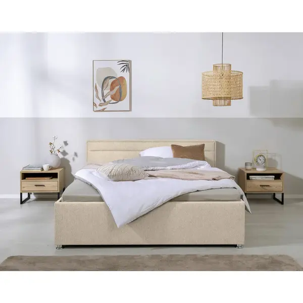 MID.YOU ČALOUNĚNÁ POSTEL, 160/200 cm, béžová
