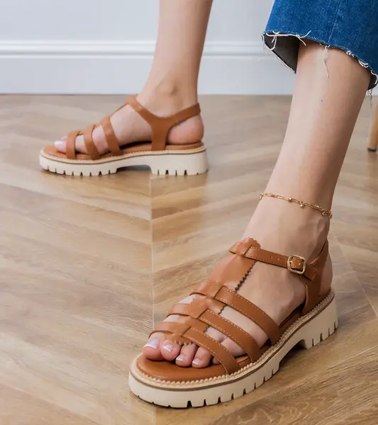 Gemre Brown gladiator sandals with buckle Dunara