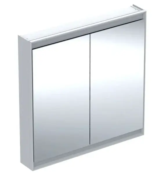 Geberit ONE - Zrkadlová skrinka s LED osvetlením, 90x90x15 cm, 2 dvierka, hliník 505.813.00.1