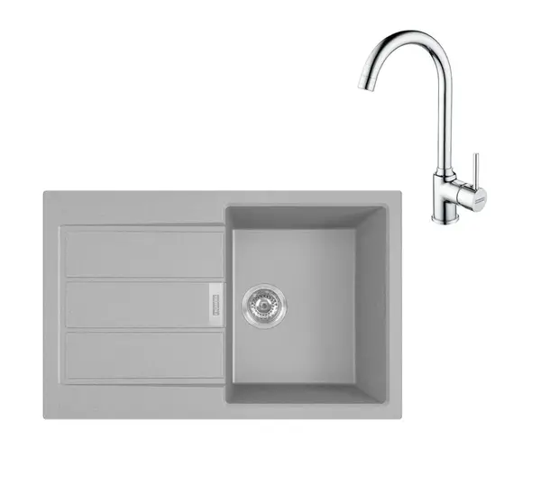 Franke Sety - Kuchynský set T104, tectonitový drez S2D 611-78 a batéria FP 9000.031, sivá/chróm 143.0675.727