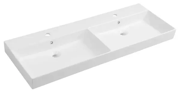 Sapho Kare - Dvojumyvadlo 120x46 cm, s přepadem, 2 otvory pro baterie, bílá 17120