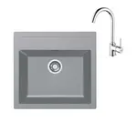 Franke Sety - Kuchyňský set T102, tectonitový dřez SID 610 a baterie FP 9000.031, šedá/chrom 143.0675.721