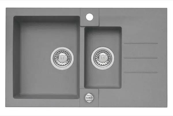Alveus Rock - Granitový drez 78x48 cm, s ovládaním odtoku, concrete 1122742
