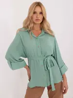 Dámská košile s páskem v pistáciové barvě