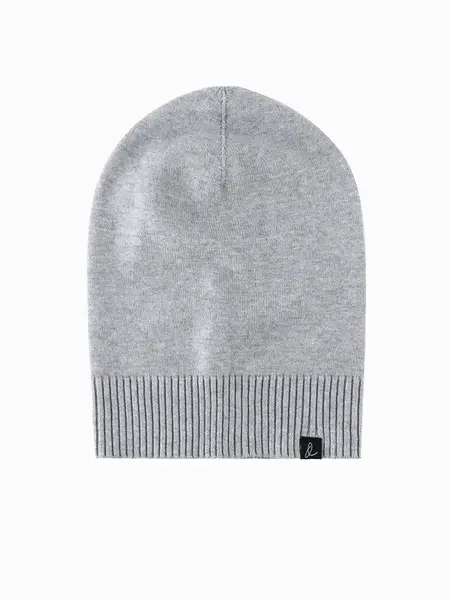 Ombre Men's winter cotton knit beanie hat - grey melange