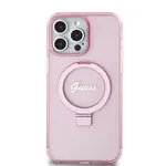 Zadní kryt Guess IML Ring Stand Glitter MagSafe pro Apple iPhone 15 Pro, růžová