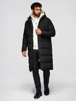 Ombre Men's classic long hooded jacket - black