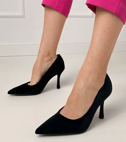 marka niezdefiniowana Black Velvet Stiletto Pumps Bales
