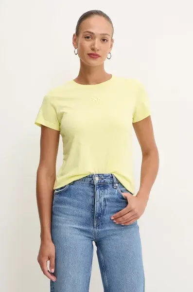 Bavlněné tričko Pinko žlutá barva, 100355 A227