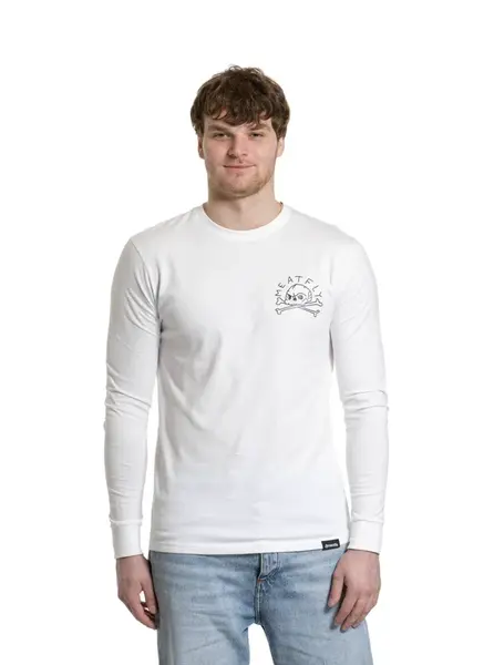 Meatfly pánské tričko s dlouhým rukávem Judgement 30 White | Bílá | Velikost L | 100% bavlna