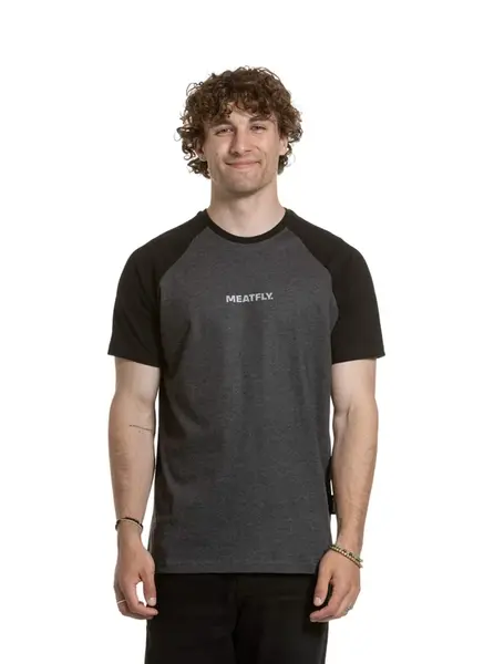 Meatfly pánské tričko Ozzy Raglan Charcoal Heather / Black | Černá | Velikost XL