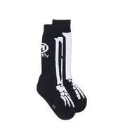 Meatfly ponožky Bones Long Black | Bílá | Velikost L