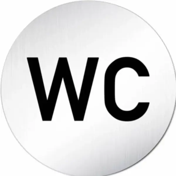 Znak rozlišovací "WC", Ø 75 mm, samolepící, nerez