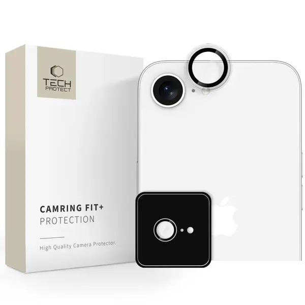 Tech-Protect Camring Fit+, sklíčko pro čočku fotoaparátu, iPhone 16e / 17e, průhledné