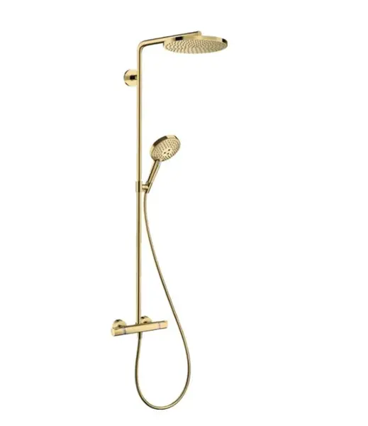 Hansgrohe Raindance S - Sprchový set s termostatom, priemer 24 cm, 3 prúdy, EcoSmart, leštený vzhľad zlata 28823990