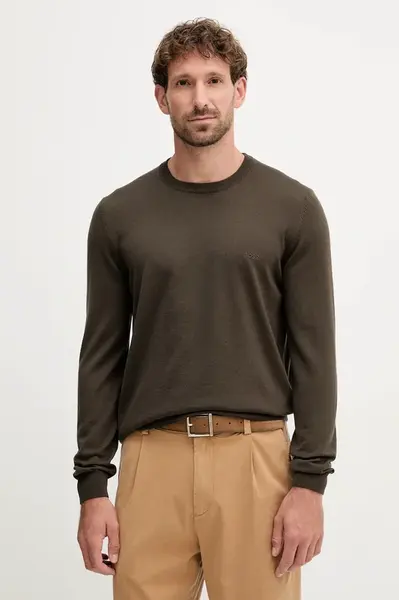 Vlněný svetr BOSS Botto-L pánský, černá barva