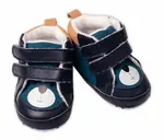 YO ! Kojenecké boty/capáčky Medvídek, s fleecem na suchý zip,petrolejová/hořčice