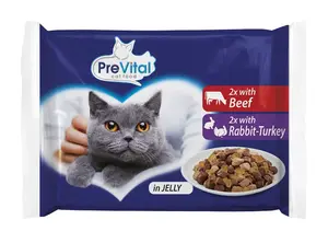 PreVital kapsičky s hovädzim, králičím a morčacím 4 x 100 g