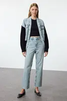 Trendyol Light Blue High Waist Straight Jeans
