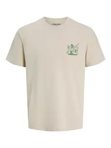 JACK & JONES Tričko 'JJBrewy'  béžová / zelená