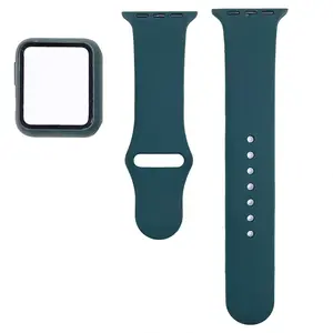 BStrap Silicone remienok s puzdrom na Apple Watch 44mm, dark green