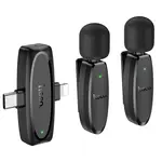 Hoco L15 bezdrôtový lavalier mikrofón Lightning / USB-C 2ks, čierny