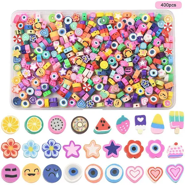 400Pcs 8 Styles Handmade Polymer Clay Beads