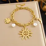 304 Stainless Steel & Plastic Imtation Pearl Charm Bracelets