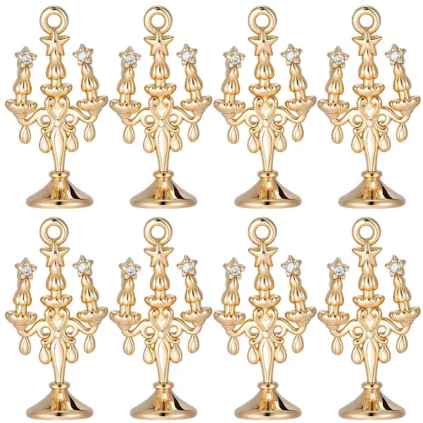 8Pcs Brass Micro Pave Cubic Zirconia Pendants