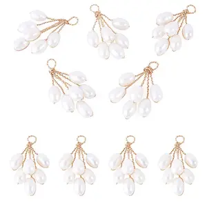 5Pcs Natural Cultured Freshwater Pearl Rice Beaded Grape Pendants