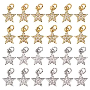 20Pcs Brass Micro Pave Cubic Zirconia Pendants