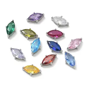 304 Stainless Steel Pave Cubic Zirconia Charms