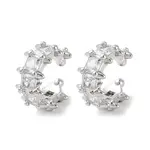 Fence Brass Micro Pave Cubic Zirconia Cuff Earrings for Women