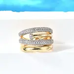 Brass Micro Pave Cubic Zirconia Adjustable Cuff Rings