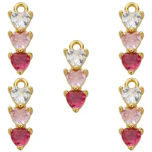 5Pcs Brass Micro Pave Cubic Zirconia Charms