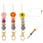 3Pcs Silicone Daisy & Nylon Thread Lanyard