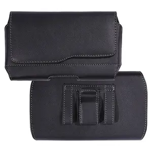 Rectangle Cowhide Mobile Phone Waist Belt Pouches