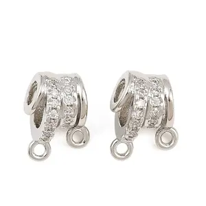 Brass Micro Pave Cubic Zirconia Tube Bails