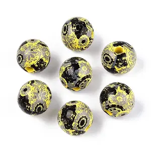 Bohemian Style Printed Schima Wood Beads