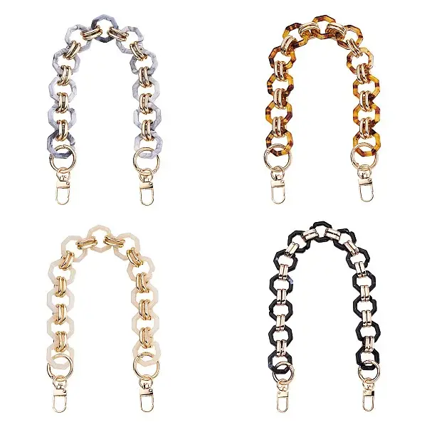 4Pcs 4 Style Acrylic Curb Chain Bag Strap