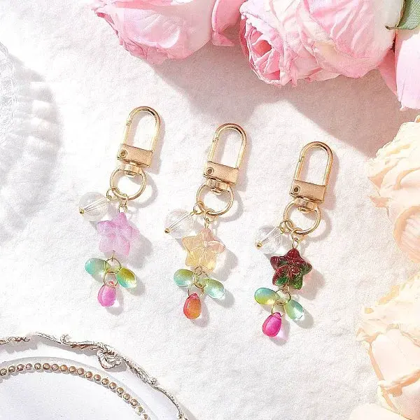 3Pcs Star Round Glass Beads Pendant Decorations